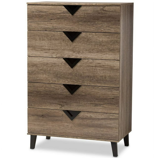 Bowery Hill 5 Drawer Contemporary Chest in Light Brown
