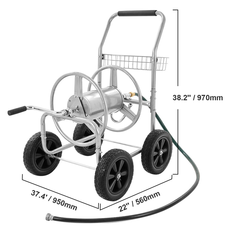KFFKFF Heavy Duty Hose Reel Cart 300ft with Basket photo 2