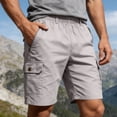 thumbnail image 3 of Cargo Shorts for Men Summer Casual Elastic Waist Straight Leg Loose Fit Knee Length Work Shorts with Pockets, 3 of 7