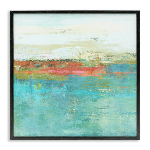 Stupell Industries Ocean Hues Abstraction Abstract Painting Black Framed Art Print Wall Art, 12 x 12