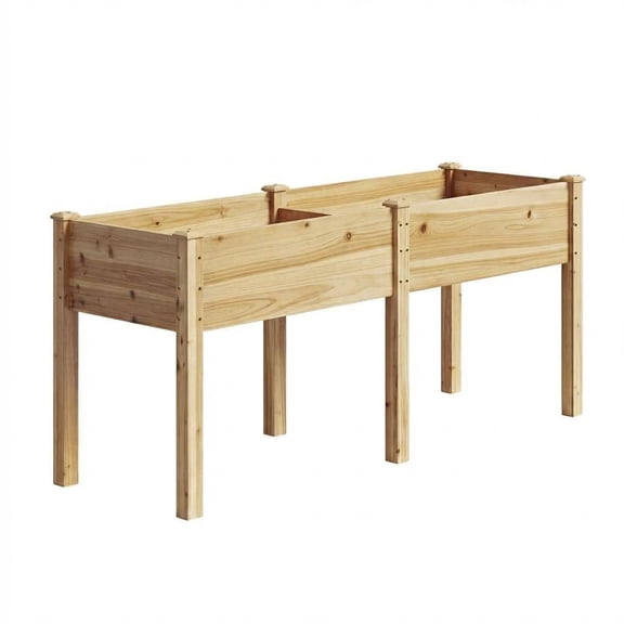72" x 26" Wooden Raised Garden Bed with Legs, Elevated Reinforced Planter Box for Outdoor Backyard
