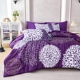 thumbnail image 6 of Koniroom 8Pcs Purple Comforter Set King Size, Botanical Bed In a Bag with Flowers Bloom Printfor Women Teen Girls, 6 of 10