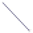 thumbnail image 3 of Auriga 925 Sterling Silver Purple White Heart Round CZ Heart Link Bracelet Size 7.5" (Width- 8.8mm) for Women, 3 of 4