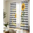 thumbnail image 5 of Sunflowers Sheer Curtains 63 Inch Length 2 Panels Set for Living Room/Bedroom, Spring Summer Bees Floral Black Plaid Kitchen Curtains Grommet Semi-Sheer Curtains Drapes Window Treatments 42"x63"x2, 5 of 7