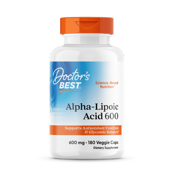 Doctor's Best Alpha-Lipoic Acid 600, Supports Antioxidant Function & Glycemic Balance, 600mg, 180 Veggie Caps