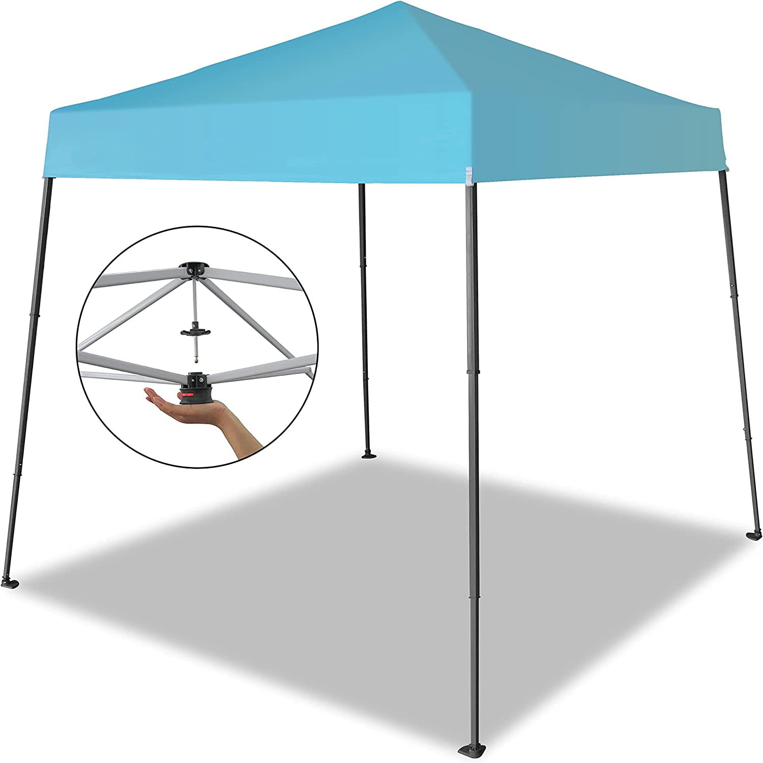 Pop up Canopy, Base 8x8 ft, Top 6.5x6.5 ft. Slant Leg Instant Canopy