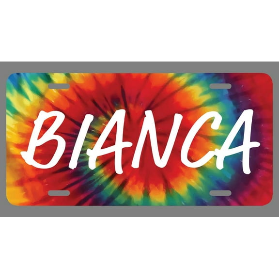 Bianca Name Tie Dye Style License Plate Tag Vanity Novelty Metal | UV Printed Metal | 6-Inches By 12-Inches | Car Truck RV Trailer Wall Shop Man Cave | NP1297