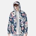 thumbnail image 3 of Pofeuu Flowers Print Sun Protection Outdoor Lightweight Full Zip UV Cooling Hoodie Long Sleeve Summer Clothing for Outdoor Hiking-Large, 3 of 5