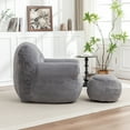 thumbnail image 2 of Bean Bag Chair, Comfy Bean Bag Sofa with Back Support, With Footstool,Faux Fur Bean Bag Chair for Adults and Kids, Stuffed Floor Sofa for Living Room, Bedroom,Grey, 2 of 8