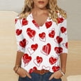 thumbnail image 2 of Women's Tops T-Shirts Graphic Print Three Quarter Sleeve Blouse Tees, 2 of 4