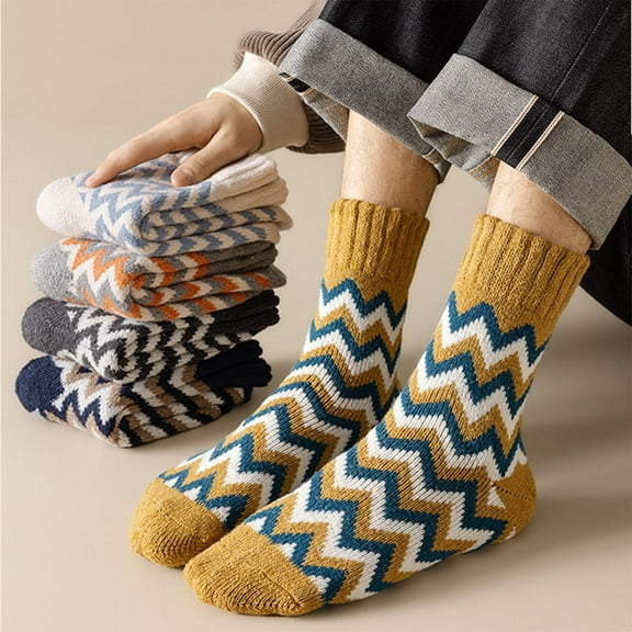 QLEICOM Socks for Men,Womens Socks,Unisex Warm Socks with Wool and Plush Lining for Cold Protection Extra Thick Mid-Crew Socks Built for Winter Activities and Outdoor Work Black