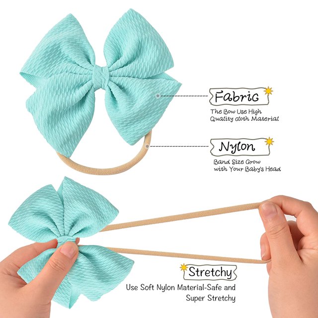 Paquete de 40 diademas de nailon con lazo grande para bebé, diadema elástica para niña recién nacida, accesorios para el cabello para niños pequeños Ormromra WMPH-1205