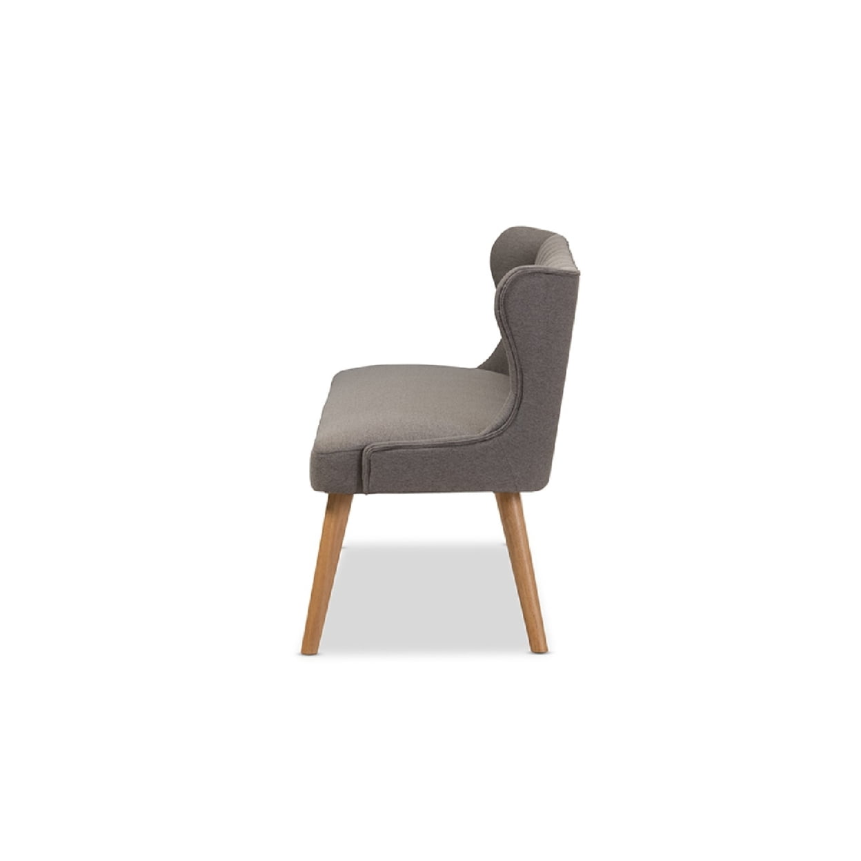 Wholesale Interiors Baxton Studio Melody Mid-Century Modern Grey Fabric and Natural Wood Finishing 3-Seater Settee Bench