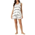 thumbnail image 2 of INSPIRE CHIC Women's Pajama Sets Striped Round Neck Sleeveless Tank Top with Shorts 2 Piece Sleepwear XL White, 2 of 6
