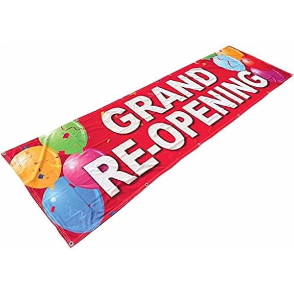 4 Less 3x10 Ft GRAND RE-OPENING Banner Sign Polyester Fabric rb