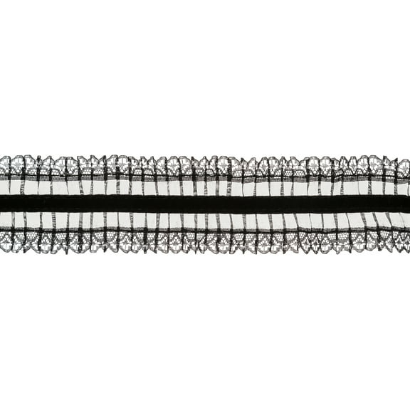 Sheer Pleated Trim 2 - 1/4" X 10yd - Black