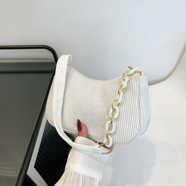 Daily Mix Store Sac à Main en Velours Côtelé Mode avec Bandoulière et Chaîne