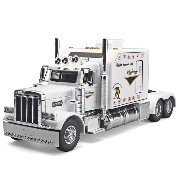Anmyjuly 1/24 Diecast Cars Metal Semi Trucks and Trailer Toy, Tow Truck Model for Boys Ages 4-7, White