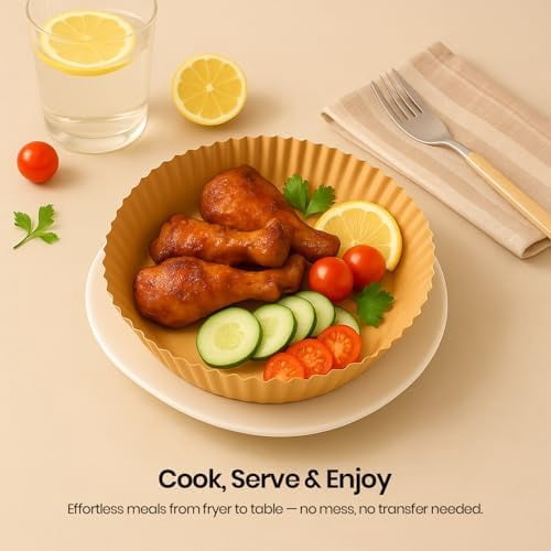 125 Pcs Round Air Fryer Liners 8 Inch - Disposable Airfryer Basket - Non-Stick & Oil Proof Baking Liner for Oven Pan - Air Fryer Paper for Baking, Roasting Microwave