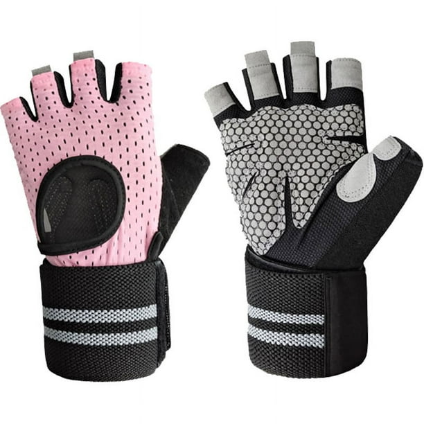 Guantes de fitness con muñequera integrada antideslizante para hombres y mujeres, equipo de entrenamiento de fuerza, levantamiento de pesas, barra, protección de muñeca, cubierta de palma