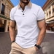thumbnail image 2 of Mens Manga Corta Botón Abajo Camisas Patchwork Fallow Patrón Cuello Redondo Deportes Top para Diario, 2 of 6