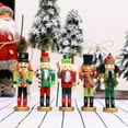 thumbnail image 3 of Christmas sale! 5 Pack Wooden Nutcracker Figure Ornaments, Wood Soldiers Set for Christmas Tree, Xmas Holiday Decorations, 5 inches, 3 of 7