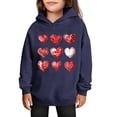 thumbnail image 3 of yoeyez Girls Valentine Hoodies Heart Print Long Sleeve Sweatshirt Casual Holiday Outfit Cute Valentine's Clothing for Kids Navy,7 Years, 3 of 6