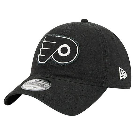 Men's New Era Black Philadelphia Flyers Stamp Fabric Applique 9TWENTY Adjustable Hat