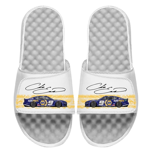 ISlide White Chase Elliott Car Signature Stack Slide Sandals