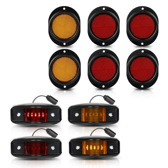 Side Marker Light LED w/ Reflectors Kit 5 tons m998 Black 10pcs Fit For Humvee