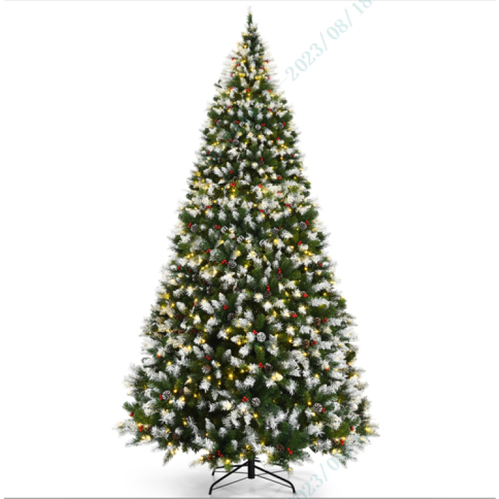 RUIE, 9 ft, Artificial Christmas Tree, with 900 LED Lights, 2058 Branch Tips, Green Holiday Xmas Tree for Indoor Home Office Decoration