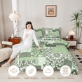 thumbnail image 3 of Homewish Boho Patchwork Grid Queen Comforter Set,Vintage Floral Comforter Sets Queen,Green,Light Gray Reversible,3-Piece,1 Comforter and 2 Pillowcases, 3 of 7