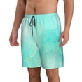 thumbnail image 2 of Kdxio Cyan Mint Marble Pattern Mens Casual Shorts - Drawstring Summer Beach Sports Shorts for Men, 2 of 5