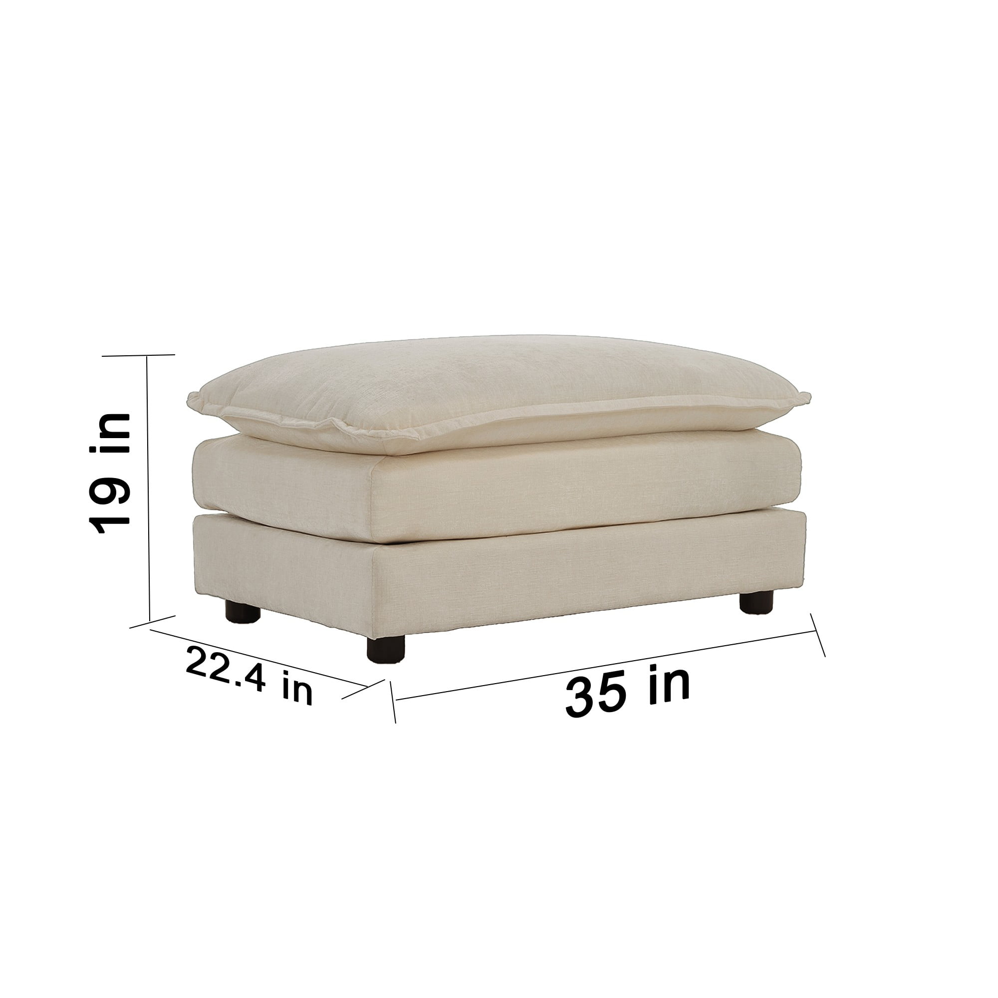Chenille Fabric Ottomans Footrest (Beige)