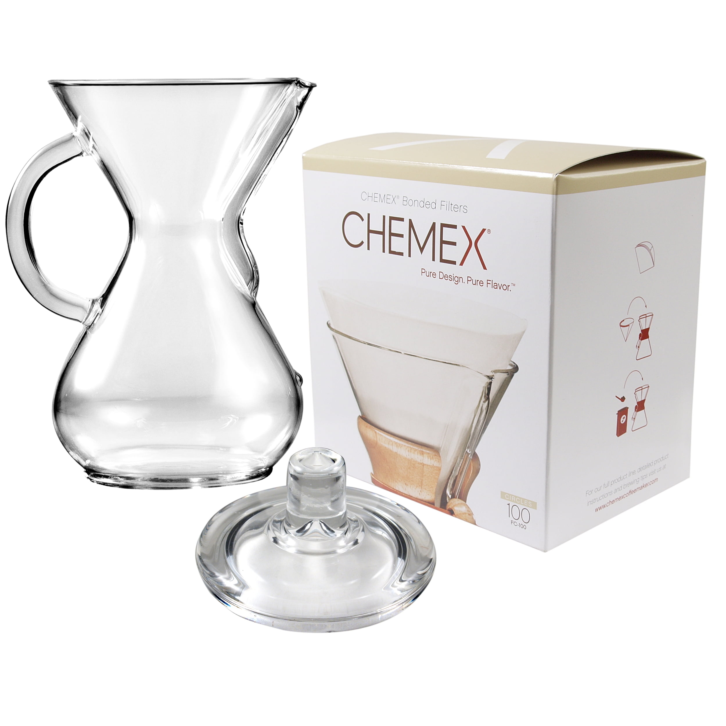 Chemex Glass 40 Ounce Coffee Maker with Cover and 100 Count Bonded