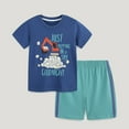 thumbnail image 2 of Gyexs Summer Clothing for Boys 3T-4T Cartoon Print Short Sleeve Tops Shorts 2 Piece Outfit Sets Gym Sports Kids Clothes (Sportswear, E04 Navy, Toddlers), 2 of 5