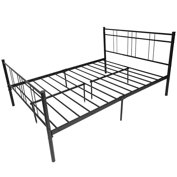 Black Metal Double Bed Frame With, Bed Frame No Headboard Double