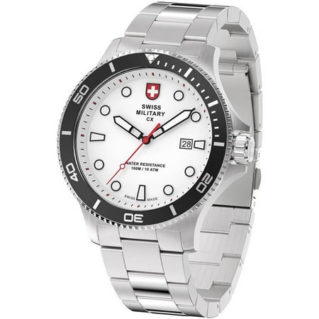 Swiss Military By Charmex Men's Diving Silver Tone Steel Band Watch