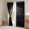 thumbnail image 3 of Homewish Watercolor Nature Tree Kitchen Curtains,Navy Stars Galaxy Black Out Curtains Pack of 2 (42x63 Each), 3 of 6