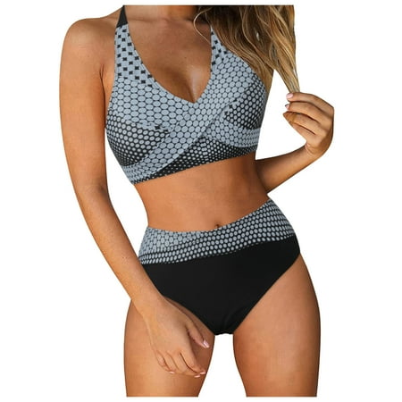 Women High Waisted Bikini Sets Tummy Control Swimsuits Two Piece Cheeky Swim Suits 2025 V-Neck Halter Ruched Bikinis Bottoms Bathing Suits