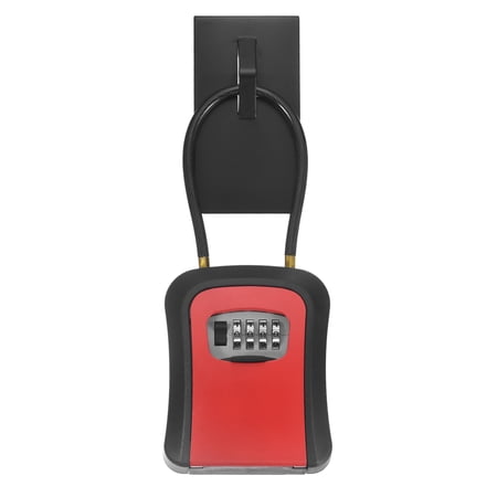 Uxcell Key Lock Aluminum Alloy Soft Box with Code (4.7 x 3.9 Inch Red) Resettable Combination Lockbox Portable Key Storage Box with Wall-Mounted Bracket Suit - for Home Entrance
