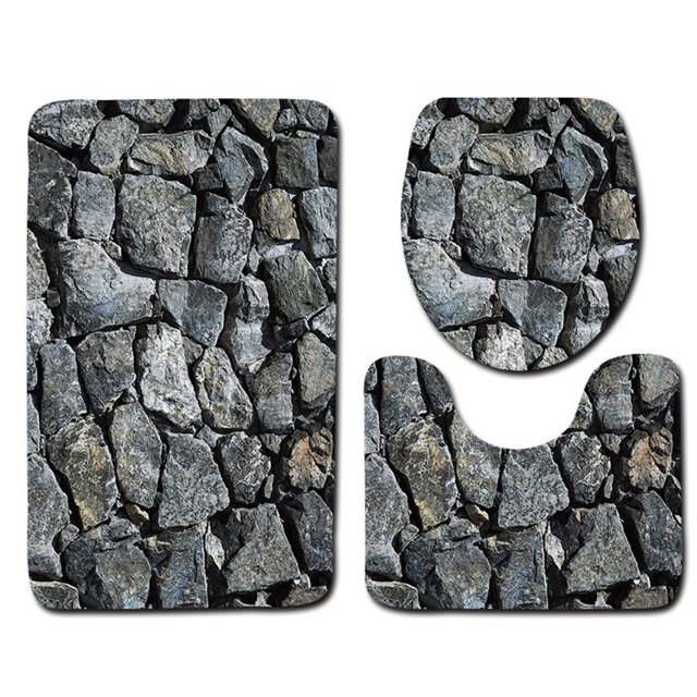 3Pcs/set Bathroom Mat Set Anti-Slip Kitchen Bath Mat Carpet Bathroom Toliet Rug Washable Beach Style