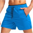 thumbnail image 3 of Pantalones Cortos para Hombre Atléticos, Pantalones de Malla Transpirables de Color Sólido con Bolsillos con Cremallera, Pantalones Cortos de Playa, 3 of 5