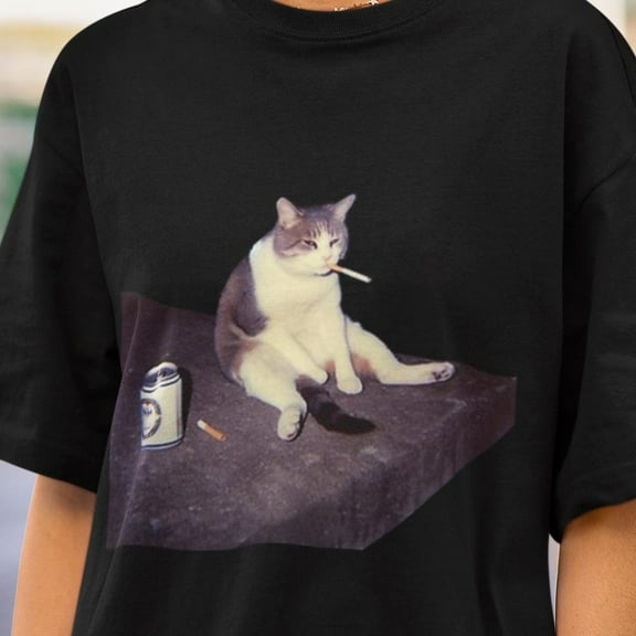Sm0king Cat Tshirt, Funny Cat Tee, Cat Tshirt, Cat with Cigarette, Cat With Beer