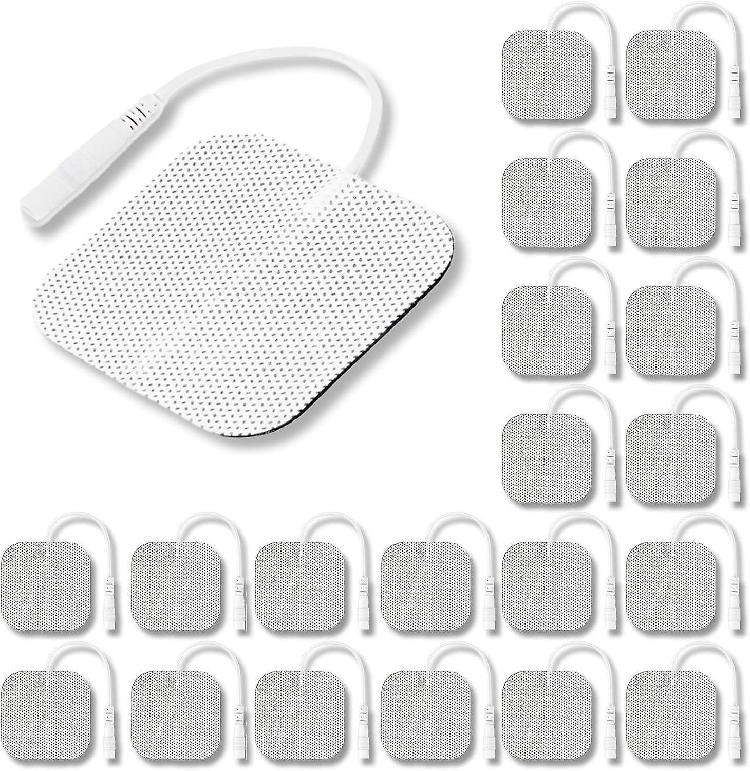 Unit Pads 2"X2" 20 Pcs, 3rd Gen Reusable Latex-Free Replacement Pads Electrode Pads with Upgraded Sticky Electrode Pads Gel and Non-Irritating Design