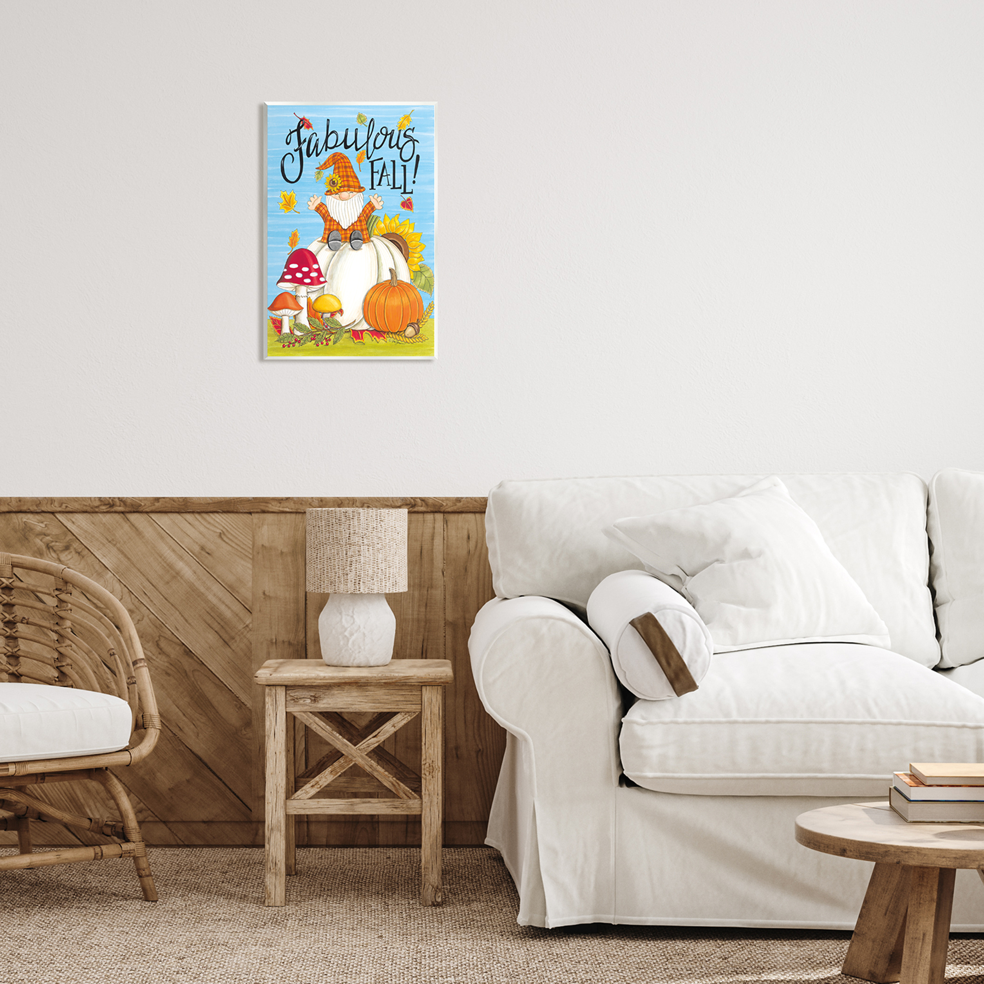 Stupell Industries Fabulous Fall Gnome Holiday Painting Unframed Art Print Wall Art, 13 x 19