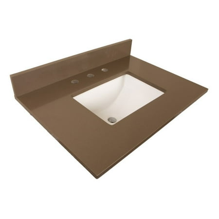 Bellaterra Series - Bellaterra Home 30 in. Quartz Vanity Top with Rectangular Sink and 3 Pre-Drilled Holes