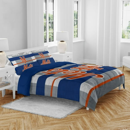 New York Mets Heathered Stripe 3-Piece Full/Queen Bed Set