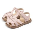 thumbnail image 6 of Meckior Toddler Girls Sandals PU leather Hollow Out Striped Patchwork Shoes for Little Kids, 6 of 7
