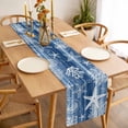 thumbnail image 6 of Navy Blue Coastal Cotton Linen Table Runner for Dining Kitchen, Summer Beach Nautical Starfish Coral Vintage Wedding Outdoor Party Tablerunners, Dresser Scarf Coffee Tablecloth Runners 13x70 Inches, 6 of 9